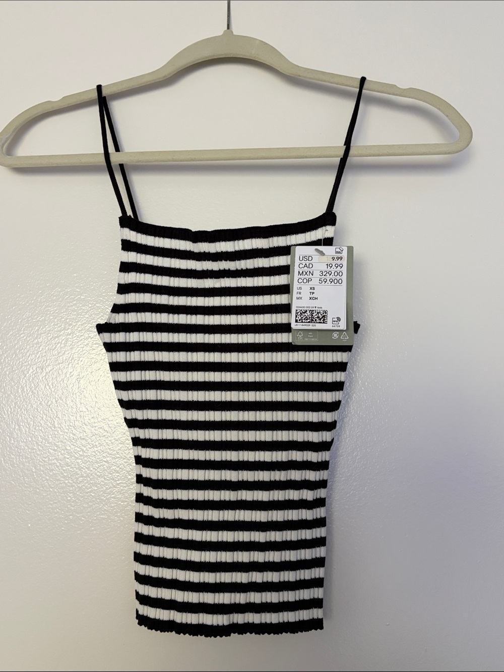 H&M Black & White Striped Ribbed Cami
